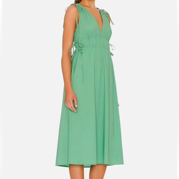 RAILS Constantine Midi Dress Kelly Green Ties Bra Friendly Elastic Waist NWT - Picture 2 of 14